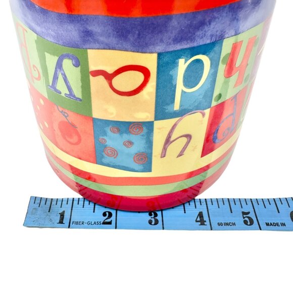 FTD Ceramic Happy Birthday Planter Pot Red and Multicolor 5 Inch Diameter - Picture 4 of 8